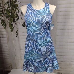 London Times Blue And White Sleeveless Dress Size 14